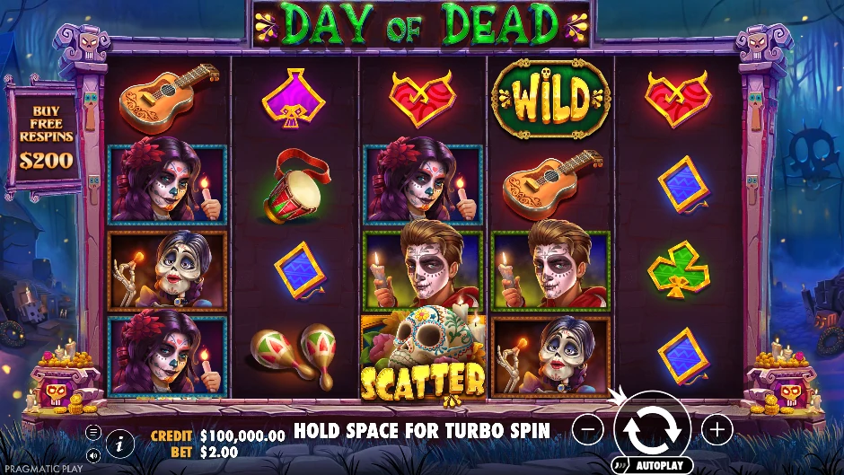 Fiesta mexicana de Day of Dead con calaveras decoradas, flores, músicos y wilds expansivos