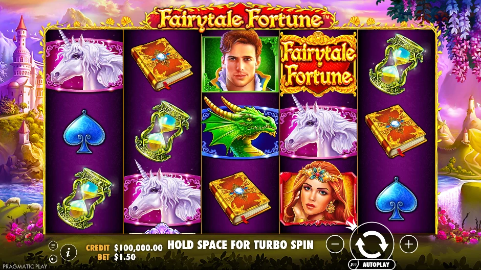 Princesa y criaturas del bosque de Fairytale Fortune entre setas, flores y símbolos mágicos