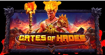 Gates of Hades con el dios del inframundo, símbolos oscuros y cuadrícula de clusters