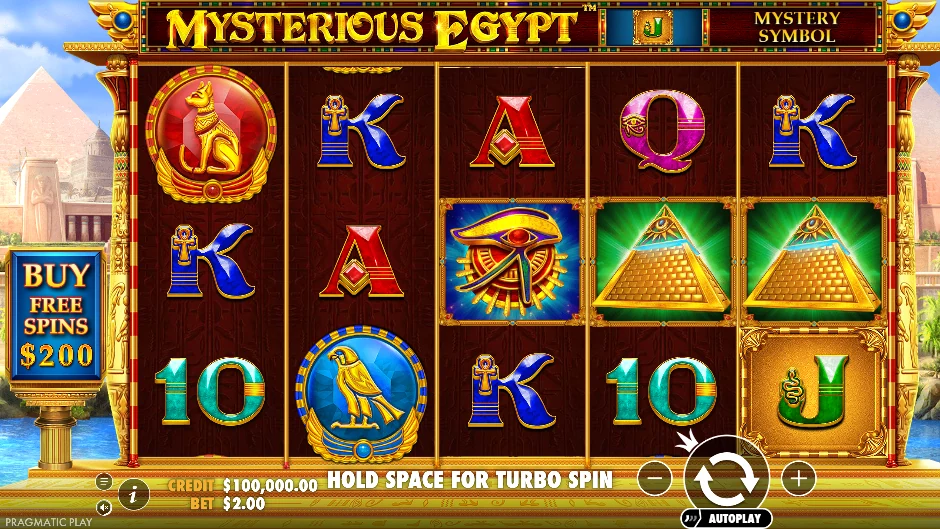 Pantalla de Mysterious Egypt con pirámides, faraones y misterios del Nilo