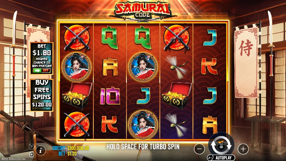 Pantalla de Samurai Code con un guerrero japonés regido por su código