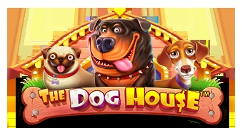 The Dog House con perros, huesos y una caseta sobre una cuadrícula de cinco rodillos