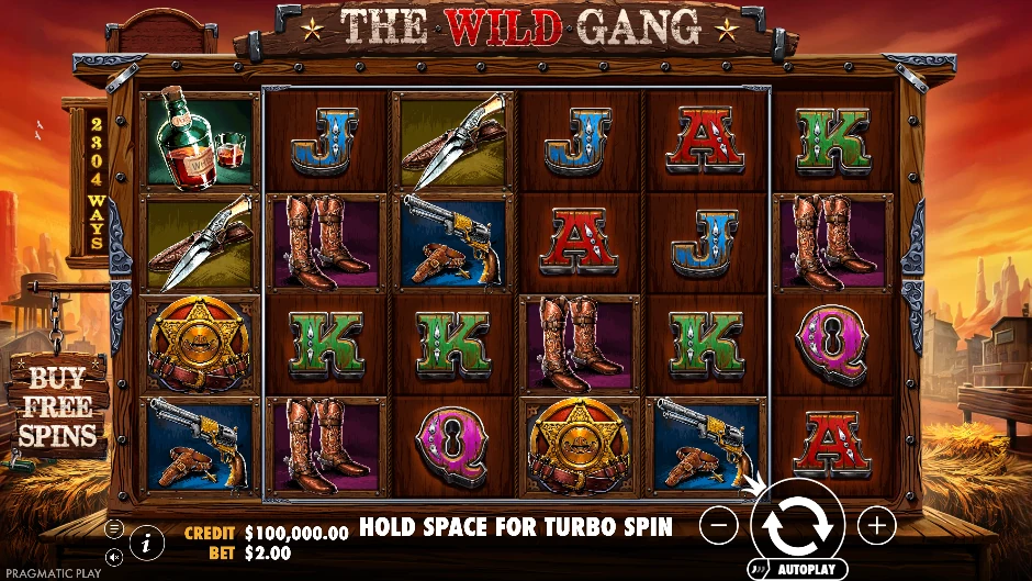 Pantalla de The Wild Gang con una pandilla de forajidos del Lejano Oeste
