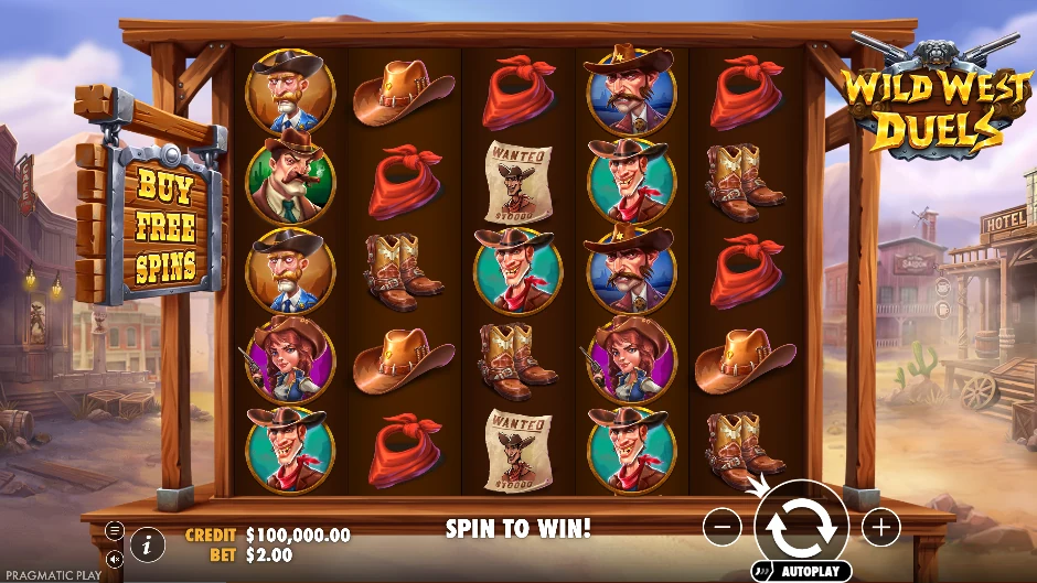Pantalla de Wild West Duels con duelos entre pistoleros del Oeste