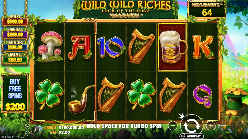 Pantalla de Wild Wild Riches con monedas y animales de fortuna oriental